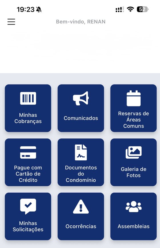 Tela inicial do app RESOLV Cond.